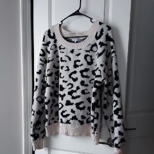 White Birch Black and Cream Leopard Sweater Large